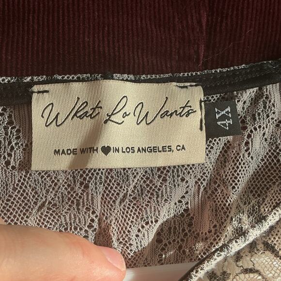 What La Wants Womens Sheer Lace Top Plus Size 4X Black Cream Made in USA Mesh - Picture 3 of 7